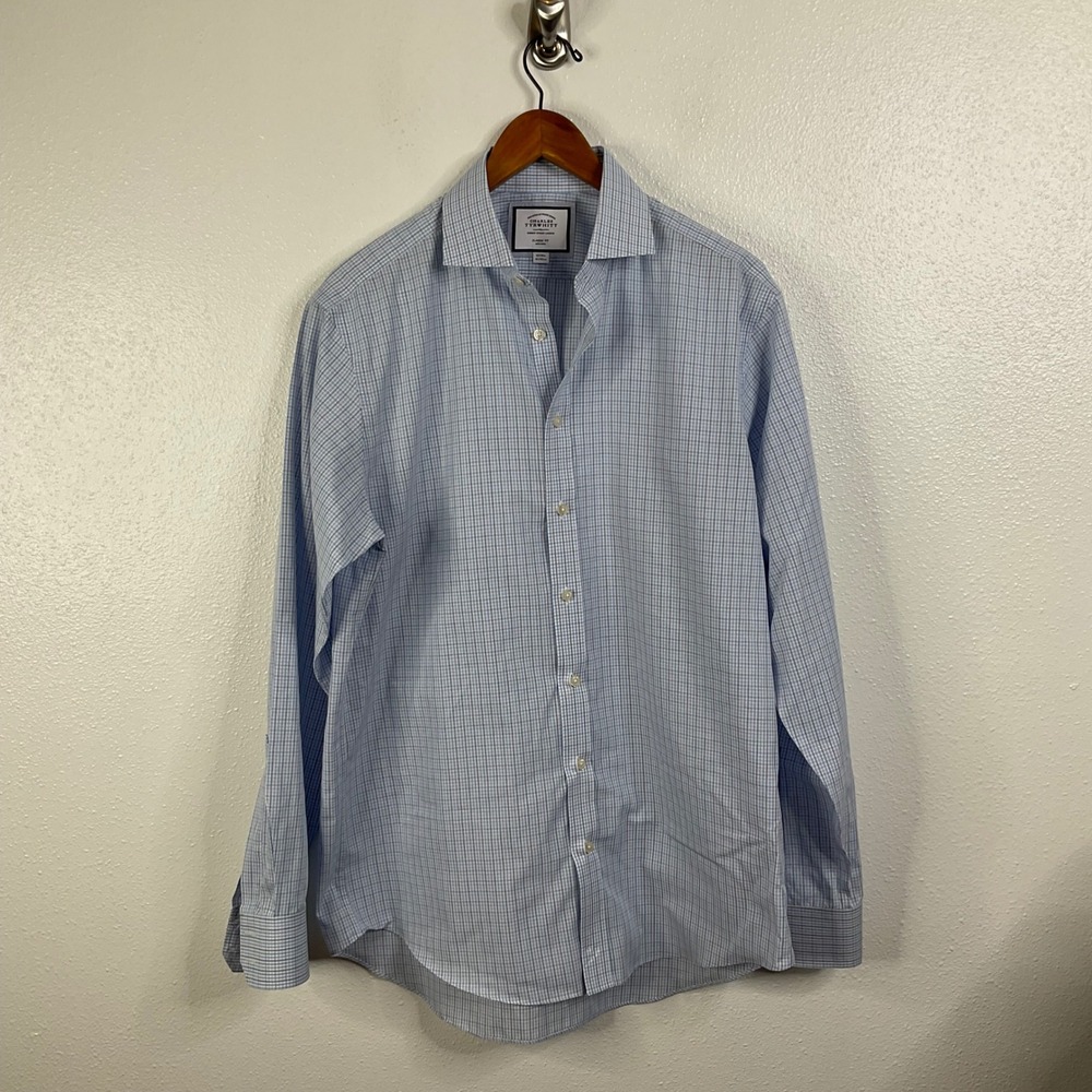 Charles Tyrwhitt Jermyn Street London Classic Fit Blue Check Long Sleeve Shirt